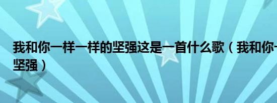 我和你一样一样的坚强这是一首什么歌（我和你一样一样的坚强）