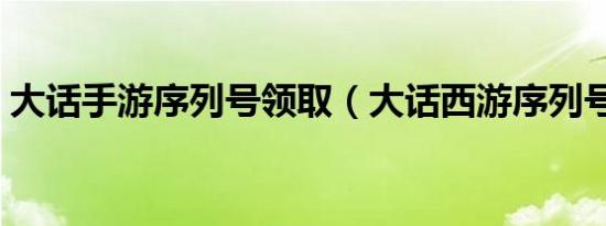 大话手游序列号领取（大话西游序列号领取）