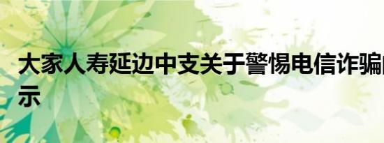 大家人寿延边中支关于警惕电信诈骗的风险提示