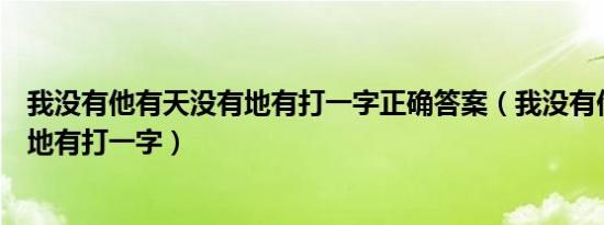 我没有他有天没有地有打一字正确答案（我没有他有天没有地有打一字）