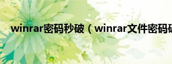 winrar密码秒破（winrar文件密码破解）