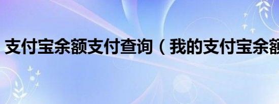 支付宝余额支付查询（我的支付宝余额查询）