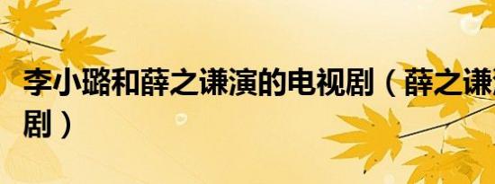 李小璐和薛之谦演的电视剧（薛之谦演的电视剧）