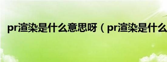 pr渲染是什么意思呀（pr渲染是什么意思）