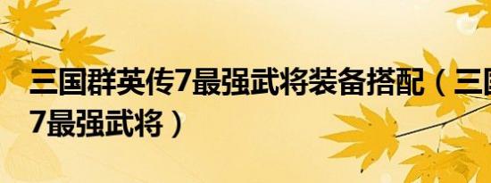 三国群英传7最强武将装备搭配（三国群英传7最强武将）