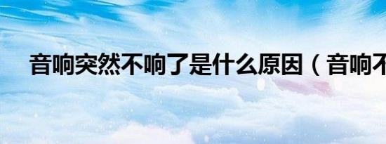 音响突然不响了是什么原因（音响不响）