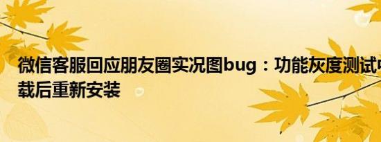 微信客服回应朋友圈实况图bug：功能灰度测试中，切勿卸载后重新安装