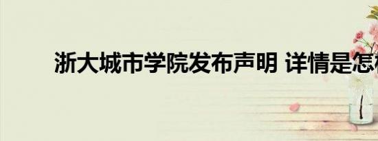 浙大城市学院发布声明 详情是怎样