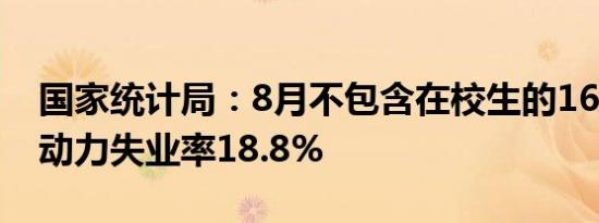 国家统计局：8月不包含在校生的16-24岁劳动力失业率18.8%