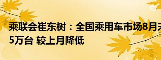 乘联会崔东树：全国乘用车市场8月末库存315万台 较上月降低