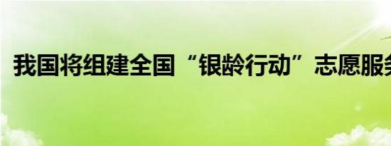 我国将组建全国“银龄行动”志愿服务队伍