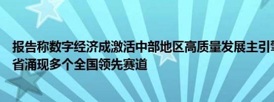 报告称数字经济成激活中部地区高质量发展主引擎，中部六省涌现多个全国领先赛道