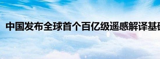 中国发布全球首个百亿级遥感解译基础模型