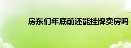 房东们年底前还能挂牌卖房吗