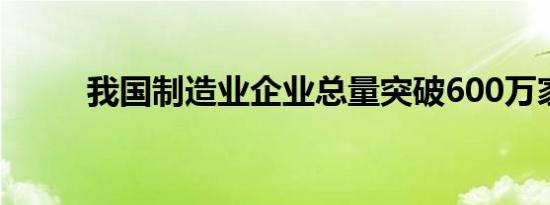 我国制造业企业总量突破600万家