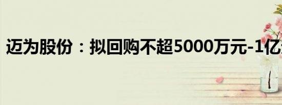 迈为股份：拟回购不超5000万元-1亿元股份