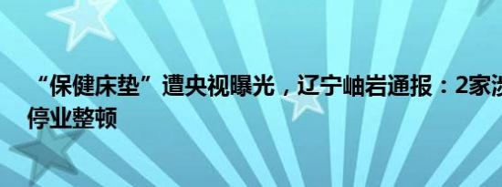 “保健床垫”遭央视曝光，辽宁岫岩通报：2家涉事企业已停业整顿