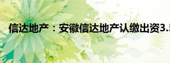 信达地产：安徽信达地产认缴出资3.5亿元