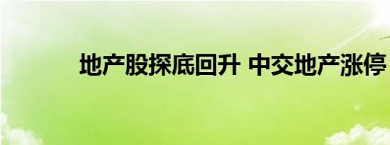 地产股探底回升 中交地产涨停