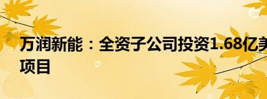 万润新能：全资子公司投资1.68亿美元美国项目