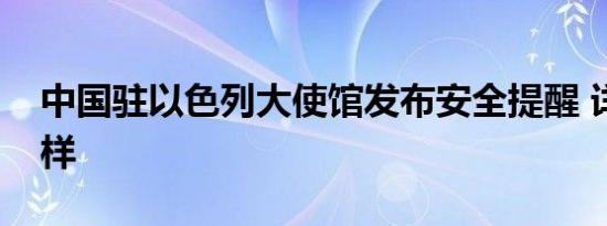 中国驻以色列大使馆发布安全提醒 详情是怎样