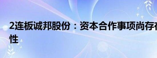 2连板诚邦股份：资本合作事项尚存在不确定性