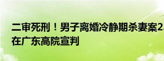 二审死刑！男子离婚冷静期杀妻案23日上午在广东高院宣判