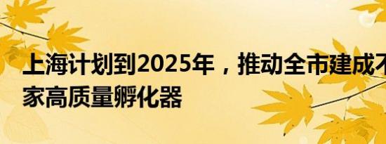 上海计划到2025年，推动全市建成不少于20家高质量孵化器