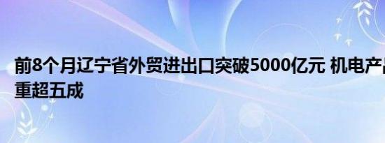 前8个月辽宁省外贸进出口突破5000亿元 机电产品占出口比重超五成