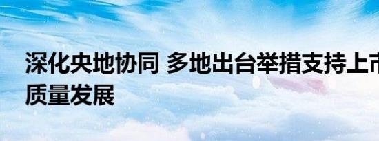 深化央地协同 多地出台举措支持上市公司高质量发展