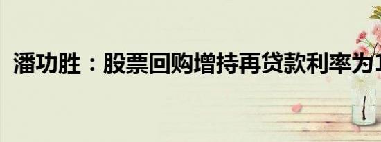 潘功胜：股票回购增持再贷款利率为1.75%