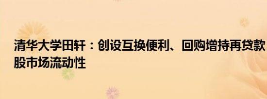 清华大学田轩：创设互换便利、回购增持再贷款，将提升A股市场流动性