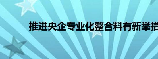 推进央企专业化整合料有新举措