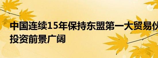 中国连续15年保持东盟第一大贸易伙伴 相互投资前景广阔