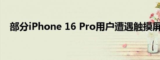 部分iPhone 16 Pro用户遭遇触摸屏失灵