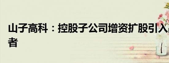 山子高科：控股子公司增资扩股引入战略投资者