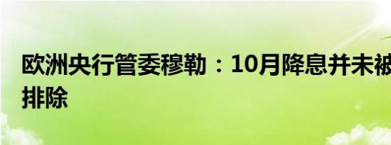 欧洲央行管委穆勒：10月降息并未被“完全”排除