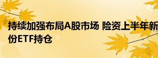 持续加强布局A股市场 险资上半年新增330亿份ETF持仓