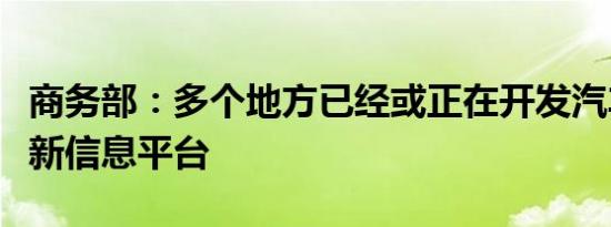 商务部：多个地方已经或正在开发汽车置换更新信息平台