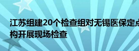 江苏组建20个检查组对无锡医保定点医药机构开展现场检查