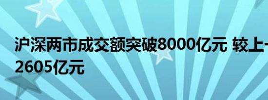 沪深两市成交额突破8000亿元 较上一日放量2605亿元