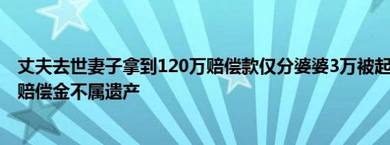 丈夫去世妻子拿到120万赔偿款仅分婆婆3万被起诉，律师：赔偿金不属遗产