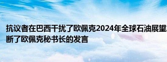 抗议者在巴西干扰了欧佩克2024年全球石油展望发布会，打断了欧佩克秘书长的发言