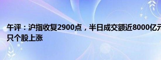 午评：沪指收复2900点，半日成交额近8000亿元，超5000只个股上涨