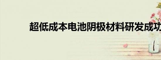 超低成本电池阴极材料研发成功