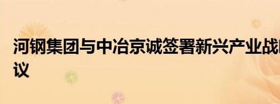 河钢集团与中冶京诚签署新兴产业战略合作协议