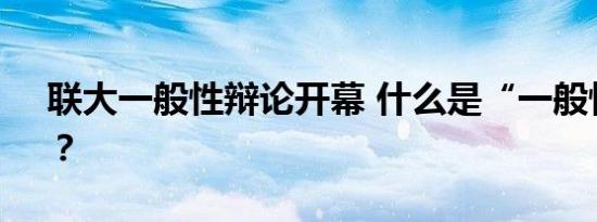 联大一般性辩论开幕 什么是“一般性辩论”？