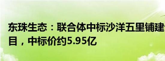 东珠生态：联合体中标沙洋五里铺建设EPC项目，中标价约5.95亿