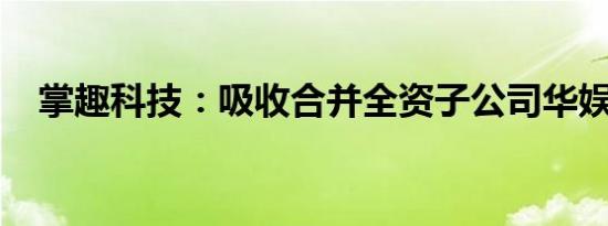 掌趣科技：吸收合并全资子公司华娱聚友