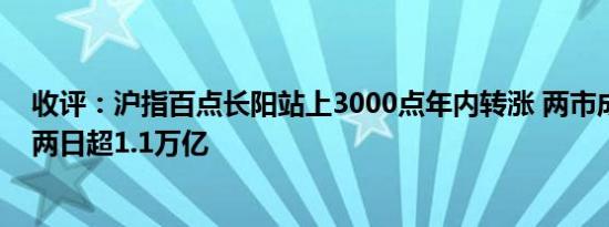 收评：沪指百点长阳站上3000点年内转涨 两市成交额连续两日超1.1万亿